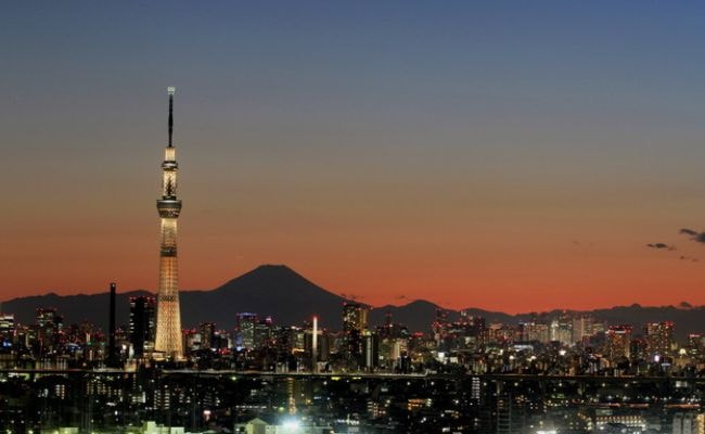 夕焼け　東京スカイツリー　冬